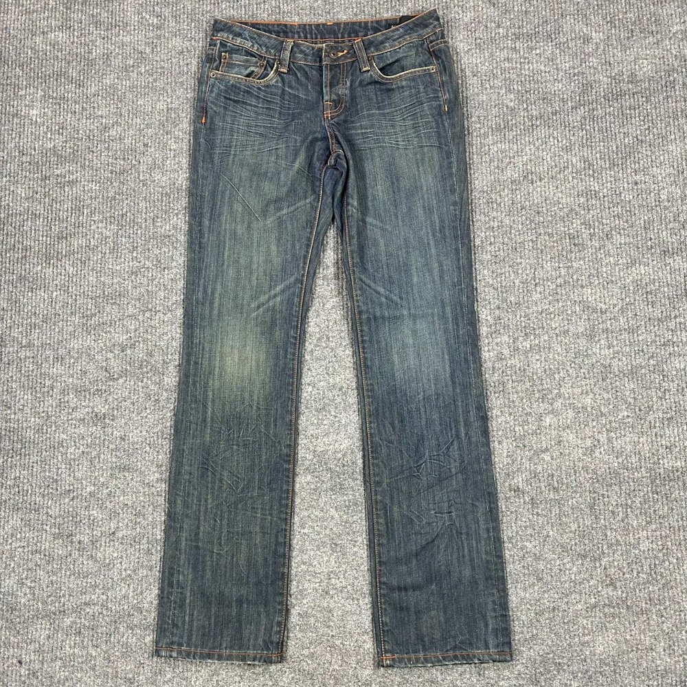 School of Women Straight Jeans Size 31 Blue Premium Denim Cotton Low Rise